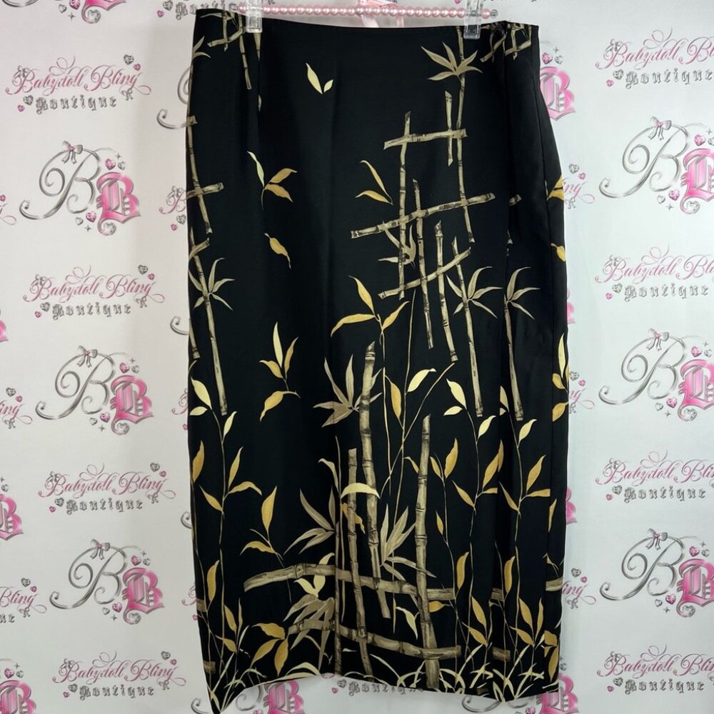Jessica skirt bamboo sticks tropical Black and Gold Bamboo Pencil Skirt - Picture 2 of 12